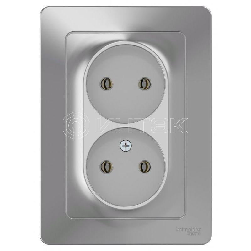 Розетка 2-м СП Blanca 16А IP20 250В без заземл. без защ. шторок алюм.  Systeme Electric BLNRS000023 изображение, фото