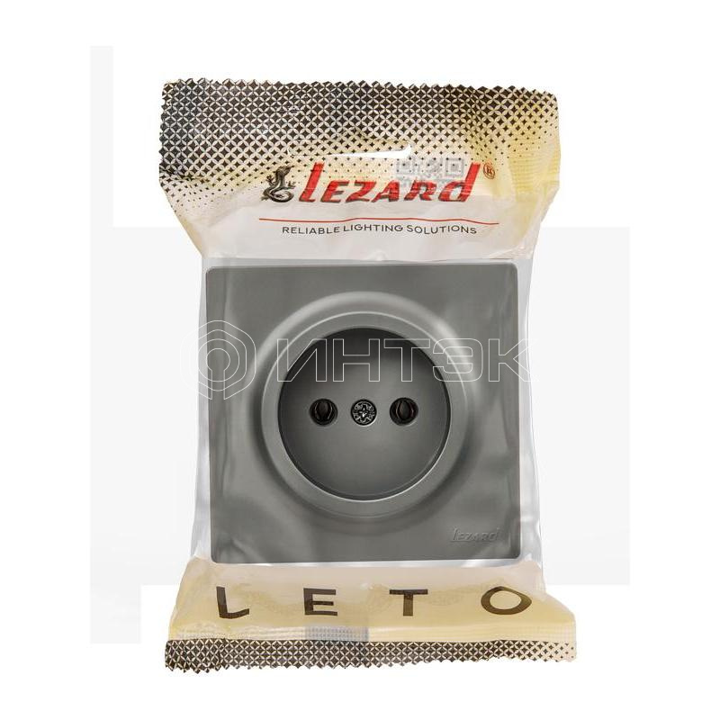Розетка 1-м ОП LETO без заземл. ПБТ платина LEZARD 752-3500-121B изображение, фото