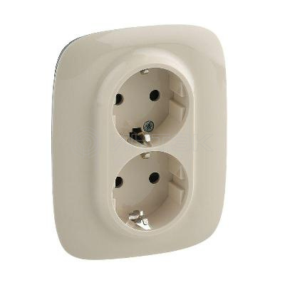 Розетка 2-м СП Valena Allure 16А IP20 250В 2х2P+E защ. шторки безвинт. клеммы с лицев. панелью сл. кость  Legrand 753826 изображение, фото