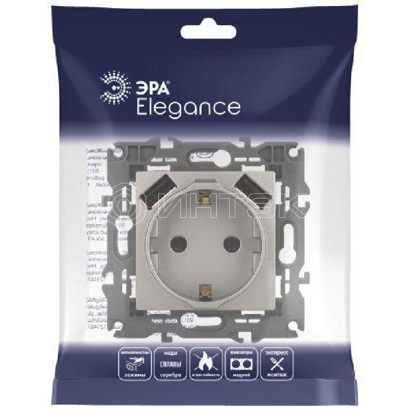 Розетка Elegance 14-4109-16 16A 250В 2P+E защ. штор. с 2xUSB 3А 5В титан Эра Б0065775 изображение, фото