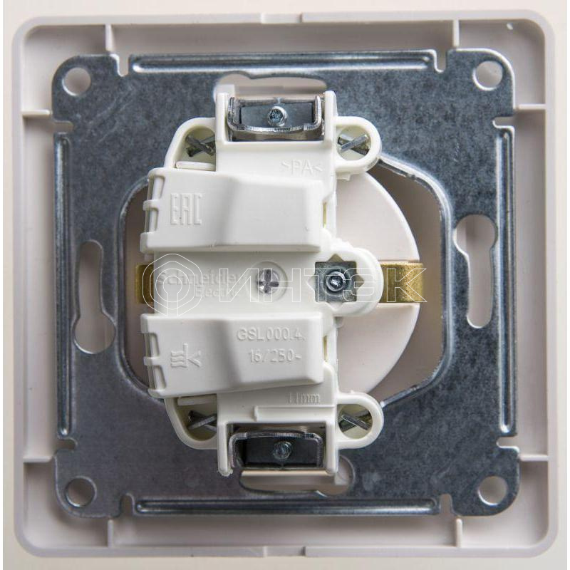 Розетка 1-м СП Glossa 16А IP20 с заземл. в сборе перламутр. Systeme Electric GSL000642 изображение, фото