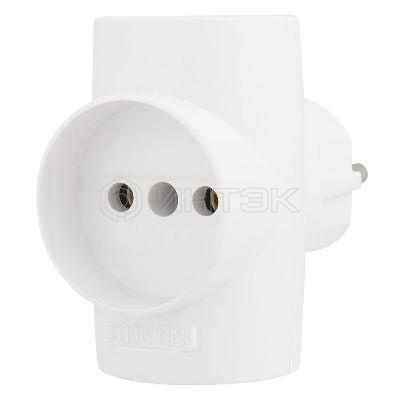 Разветвитель 3-м без заземл. 10А IP20 бел. Rexant 11-1077 изображение, фото
