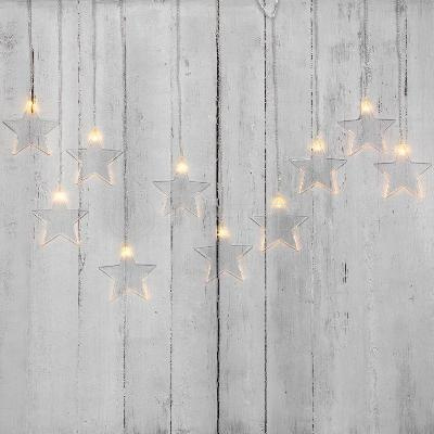 Гирлянда светодиодная "Айсикл" (бахрома) "Звезды" 1.5х0.6м 10LED тепл. бел. 0.51Вт IP20 провод прозр. Neon-Night 303-030 изображение, фото