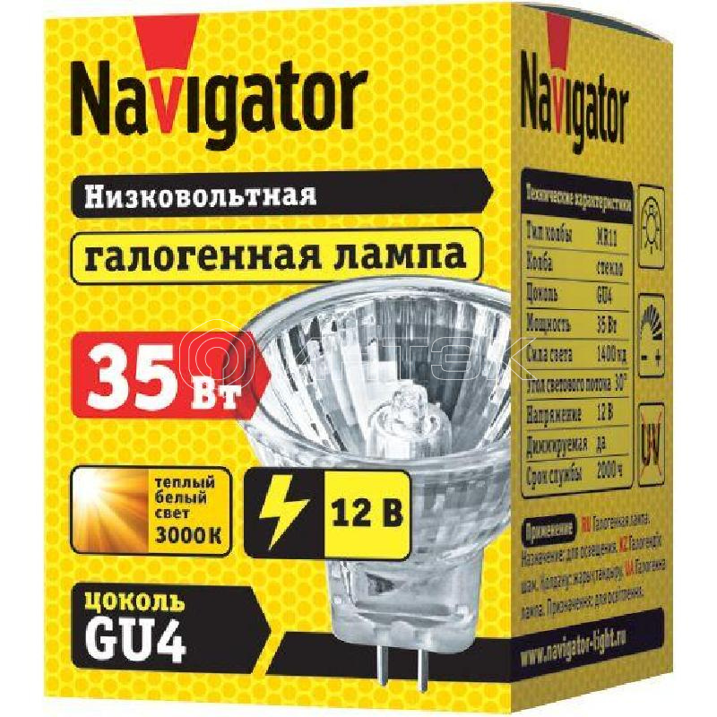Лампа галогенная 94 201 MR11 35Вт 12В 2000h Navigator 94201 изображение, фото