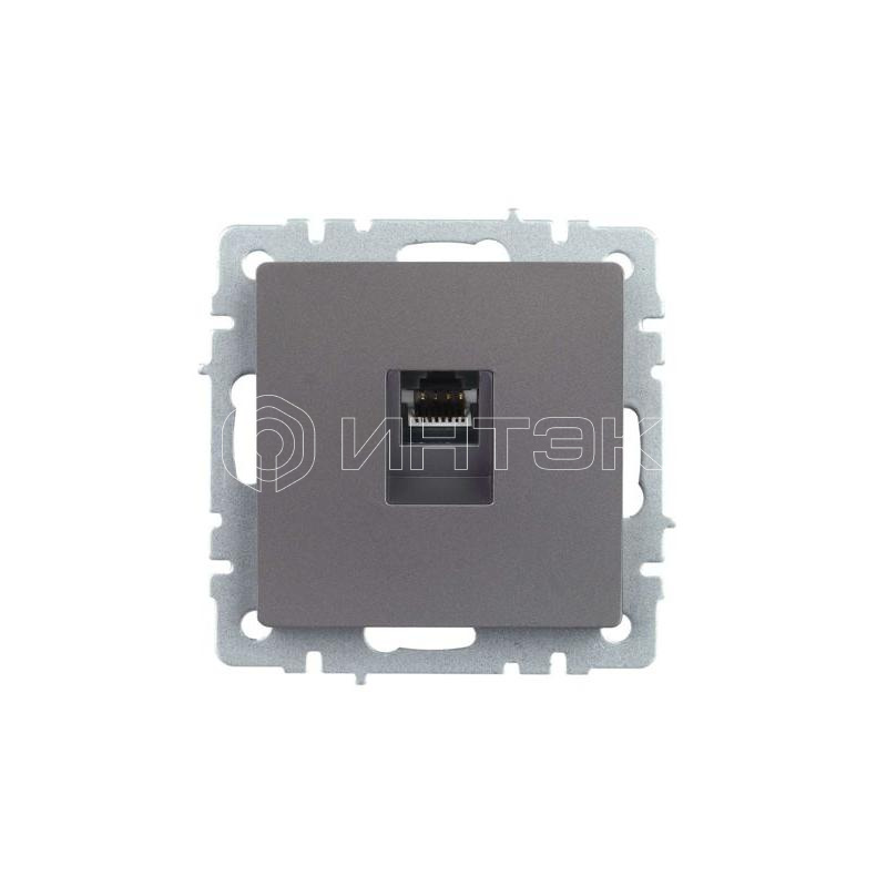 Розетка компьютерная СП RJ45 кат.5E BRITE РК10-БрС механизм сталь IEK BR-K10-1-K46 изображение, фото