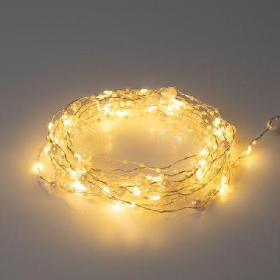 Гирлянда светодиодная "Нить" "Жемчуг" 1.9м 20LED тепл. бел. IP20 2хAA (не в компл.) Эра Б0055992 изображение, фото