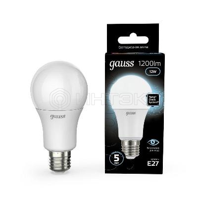 Лампа светодиодная Black 12Вт A60 грушевидная 4100К нейтр. бел. E27 1200лм GAUSS 102502212 изображение, фото