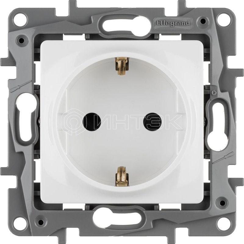 Розетка 1-м СП Etika 16А IP31 250В 2P+E с заземл. защ. шторки немецк. стандарт винтов. клеммы механизм бел. IEK 672222 изображение, фото