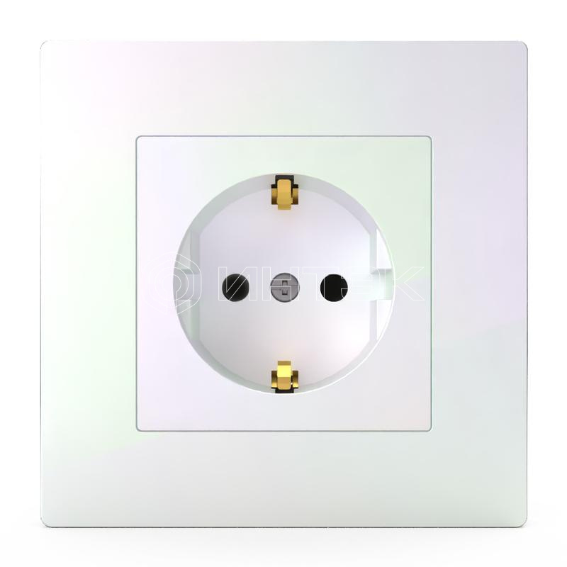 Розетка 1-м СП Pixel 16А IP20 с заземл. защ. шторки в сборе перламутр. TOKOV ELECTRIC TKE-PX-R1FZSF-C04 изображение, фото