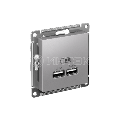 Розетка USB AtlasDesign тип A+A 5В 1х2.1А 2х1.05А механизм алюм.  Systeme Electric ATN000333 изображение, фото