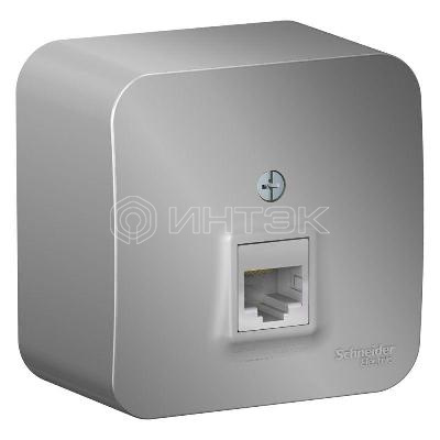 Розетка компьютерная 1-м ОП Blanca RJ45 кат.5E с изолир. пластиной алюм. Systeme Electric BLNIA045003 изображение, фото