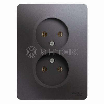 Розетка 2-м СП Glossa 16А IP20 250В без заземл. в сборе графит  Systeme Electric GSL001320 изображение, фото