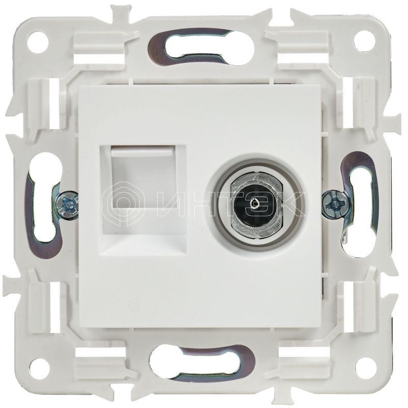 Розетка двойная TV+RJ45 кат.6E SKANDY SK-A15W арктич. бел. IEK SK-AK20-2-K01 изображение, фото