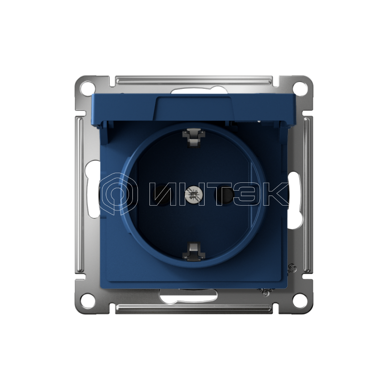 Розетка AtlasDesign 16А IP20 с заземл. защ. шторки с крышкой быстрозажим. клем. механизм аквамарин Systeme Electric ATN001146S изображение, фото