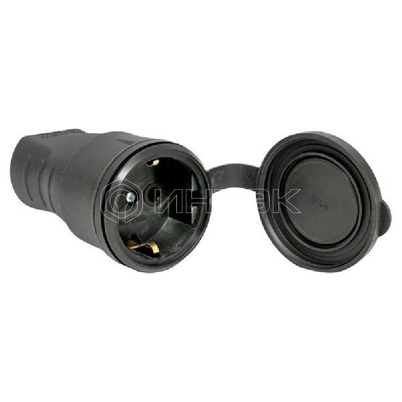Розетка переносная 16А IP44 230В 2P+PE с защ. крышкой каучук Basic EKF RPS-012-16-230-44 изображение, фото