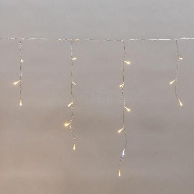 Гирлянда светодиодная "Айсикл" (бахрома) 25х0.6м 588LED тепл. бел. 11.9Вт 230В IP44 эффект мерцания провод прозр. Neon-Night 255-596 изображение, фото
