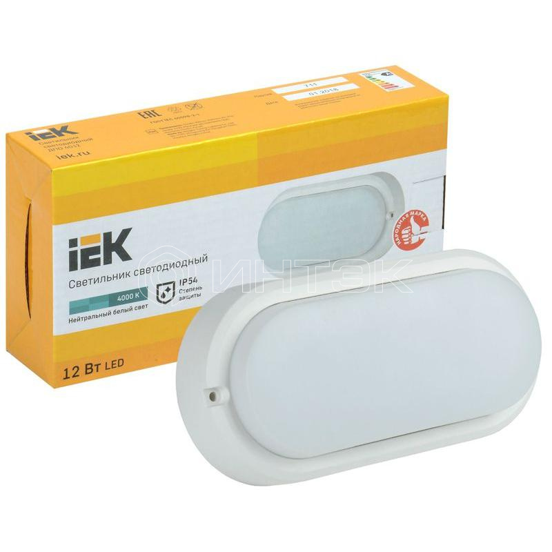 Светильник светодиодный ДПО 4012 12Вт 4000К IP54 овал бел. IEK LDPO0-4012-12-4000-K01 изображение, фото