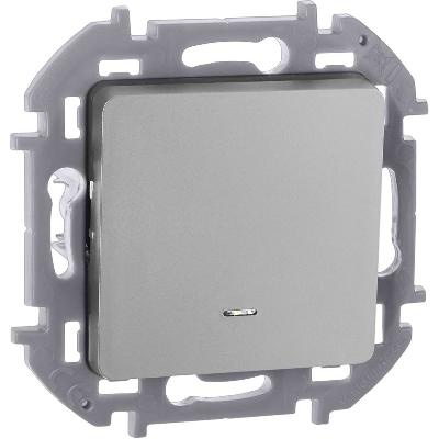 Выключатель 1-кл. Inspiria 10А IP20 250В 10AX с подсветкой/индикацией механизм алюм. IEK 673612 изображение, фото