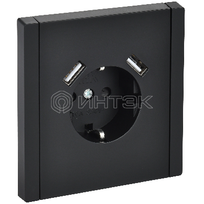 Розетка FORTE&PIANO FP145 16А USB A+A 3.1А с заземл. защ. шторки винт. крепл. черн. IEK FP-R14-16-U21-D31-K02 изображение, фото