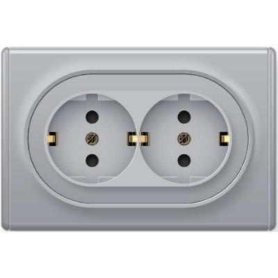 Розетка 2-м СП Florence 16А IP20 с заземл. винт. контакты сер. 1E10401302 OneKeyElectro 2172836 изображение, фото