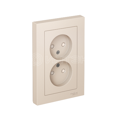 Розетка 2-м СП AtlasDesign 16А IP20 без заземл. защ. шторки в сборе беж. Systeme Electric ATN000222 изображение, фото
