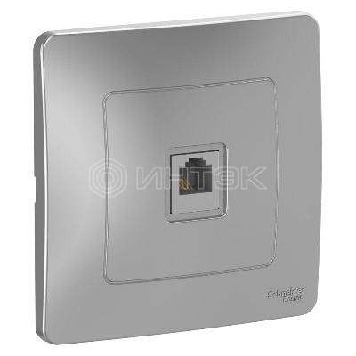 Розетка телефонная 1-м СП Blanca RJ11 алюм. Systeme Electric BLNIS011003 изображение, фото