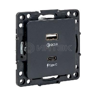 Розетка USB 2-м Стокгольм тип A+C механизм черн. PROxima EKF EZR-2USB-type-C изображение, фото