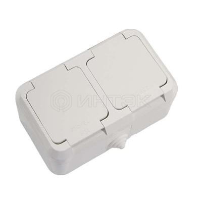 Розетка 2-м ОП 16А IP44 с заземл. п/герм. бел. Makel 18354 изображение, фото