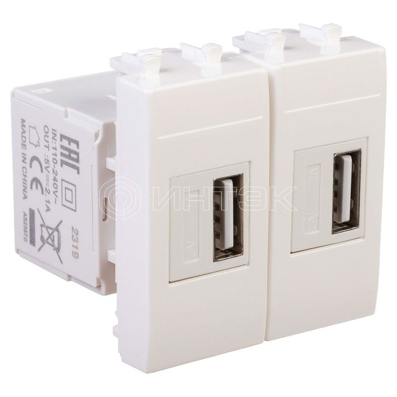 Устройство зарядное USB 2мод. 2.1А Avanti "Белое облако" DKC 4400542 изображение, фото