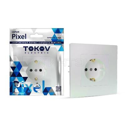 Розетка 1-м СП Pixel 16А IP20 с заземл. защ. шторки в сборе перламутр. TOKOV ELECTRIC TKE-PX-R1FZSF-C04 изображение, фото