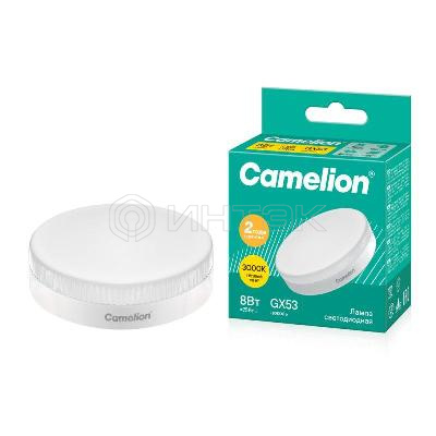 Лампа светодиодная LED8-GX53/830/GX53 8Вт 220В Camelion 13474 изображение, фото