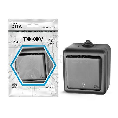 Переключатель 1-кл. ОП Dita IP54 10А 250В карбон TOKOV ELECTRIC TKL-DT-P1-C14-IP54 изображение, фото