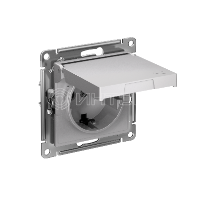 Розетка AtlasDesign 16А IP20 с заземл. защ. шторки с крышкой быстрозажим. клем. механизм алюм. Systeme Electric ATN000346S изображение, фото