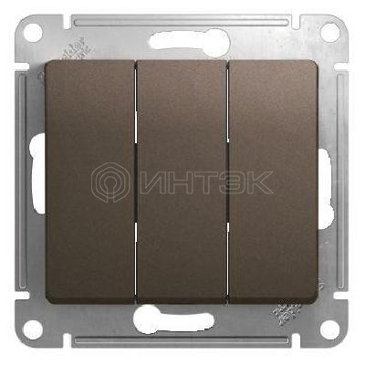 Выключатель 3-кл. СП Glossa 10А IP20 (сх. 1+1+1) 10AX механизм шоколад.  Systeme Electric GSL000831 изображение, фото