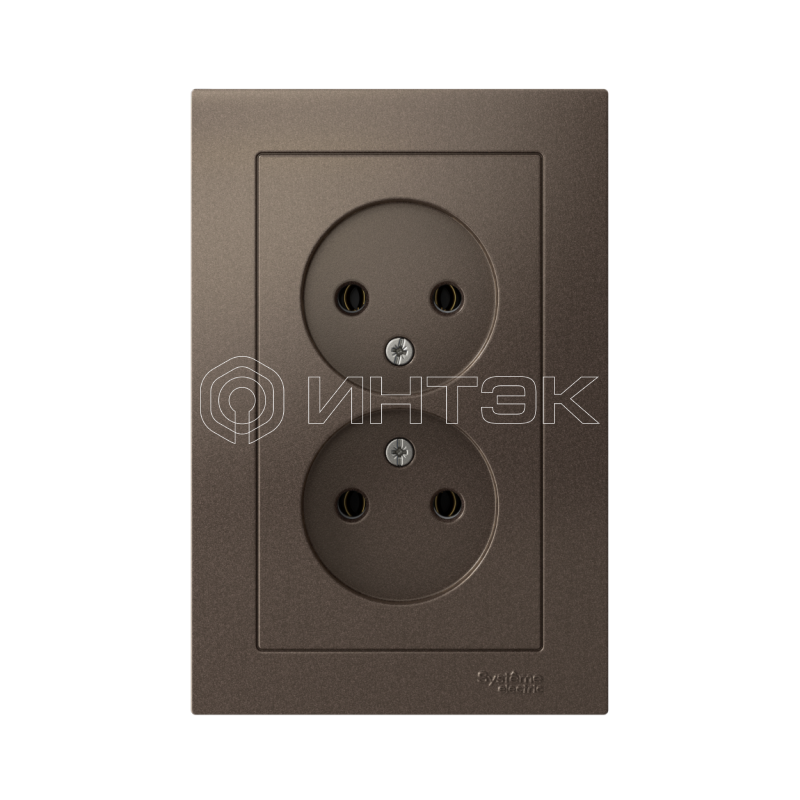 Розетка 2-м СП AtlasDesign 16А IP20 без заземл. в сборе мокко  Systeme Electric ATN000620 изображение, фото