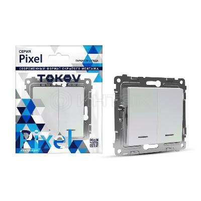 Выключатель 2-кл. СП Pixel 10А IP20 с индикатором механизм перламутр. TOKOV ELECTRIC TKE-PX-V2I-C04 изображение, фото