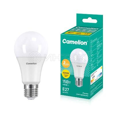 Лампа светодиодная LED15-A60/830/E27 15Вт грушевидная 3000К тепл. бел. E27 1280лм 170-265В Camelion 12185 изображение, фото