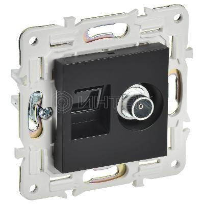 Розетка двойная TV+RJ45 кат.6E SKANDY SK-A15Bl черн. IEK SK-AK20-2-K02 изображение, фото