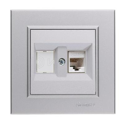 Розетка компьютерная+гнездо СП Karea 16А IP20 CAT 5 сереб. Makel 56065035 изображение, фото