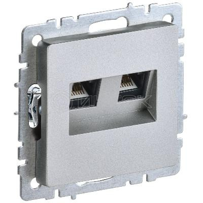 Розетка компьютерная двойн. СП RJ45 кат.5E BRITE РК10-2-БрА механизм алюм. IEK BR-K20-1-K47 изображение, фото