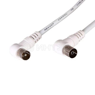 Шнур TV Plug - TV Jack 1.5м угловой бел. Rexant 18-0022 изображение, фото