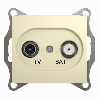 Розетка телевизионная проходная TV/SAT 1-м СП Glossa 4дБ механизм беж. Systeme Electric GSL000298 изображение, фото