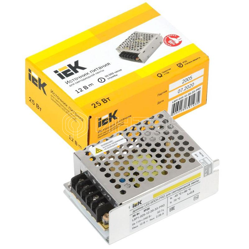 Драйвер LED ИПСН-PRO 5050 25Вт 12В блок-клеммы IP20 IEK LSP1-025-12-20-33-PRO изображение, фото