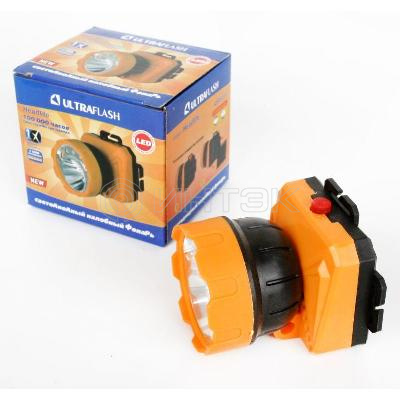 Фонарь налобный LED 5372 5SMD + 1Вт 2 режима; желт./черн. Ultraflash 12416 изображение, фото