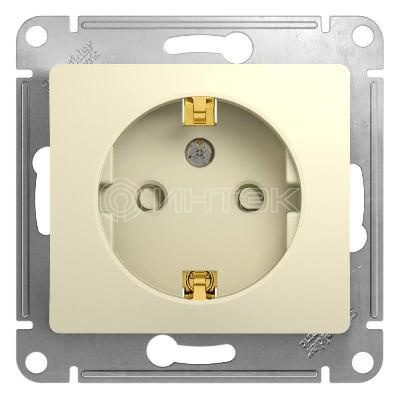 Розетка 1-м СП Glossa 16А IP20 с заземл. защ. шторки механизм беж.  Systeme Electric GSL000245 изображение, фото