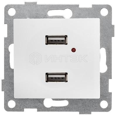 Розетка USB 2-м СП Bravo механизм бел. GUSI С10USB2-001 изображение, фото