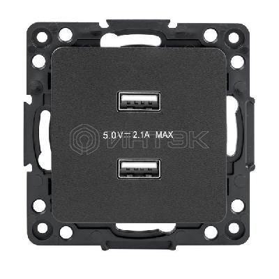 Розетка USB 2-м Стокгольм 2.1А механизм черн. PROxima EKF EZR16-028-10-2USB изображение, фото