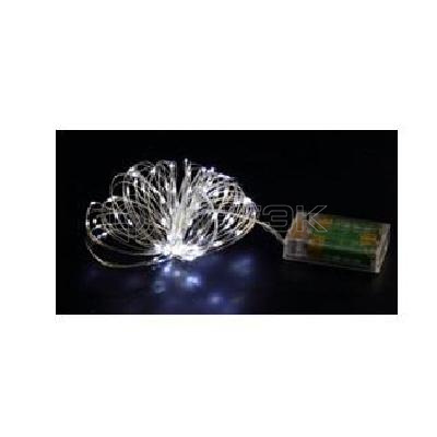 Гирлянда светодиодная "Серебряные нити" 1.5м 30LED серебр. в виде капель элементы питания 3хAA (не в компл.) КОСМОС KOCNL-EL114 изображение, фото