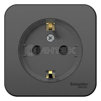 Розетка 1-м ОП Blanca 16А IP20 250В с заземл. защ. шторки с изолир. пластиной (компакт) антрацит Systeme Electric BLNRA111116 изображение, фото