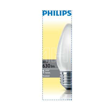 Лампа накаливания Stan 60Вт E27 230В B35 FR 1CT/10X10F Philips 921501644214 изображение, фото